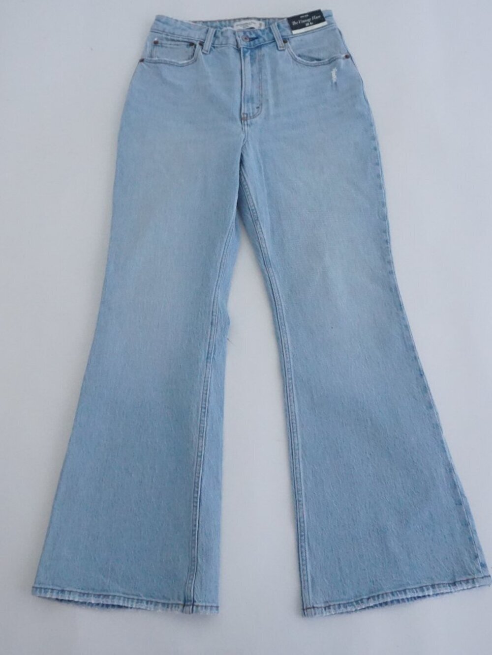 Abercrombie Fitch Curve Love Light Wash High Rise Flare Leg Denim Jeans 28